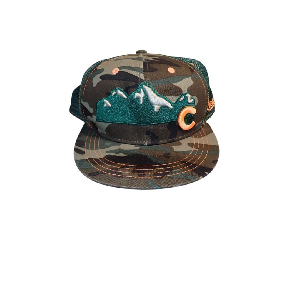 Aksels Trucker Hat Colorado Rockies Camo Orange Green Mountain Patch Snapback